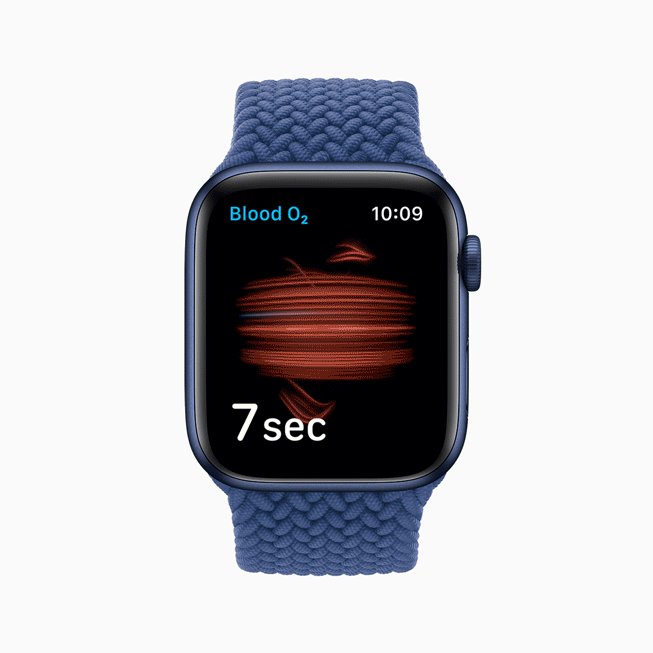 Apple Watch Series 6 measuring blood oxygen with a seven-second countdown