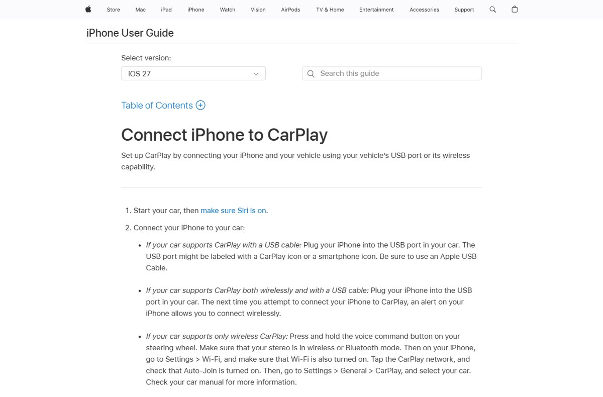 Apple's Connect iPhone to CarPlay steps for USB and wireless cars