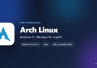 Arch Linux spec card with release, kernel, license and architecture