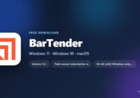 BarTender card with version, price model and supported Windows