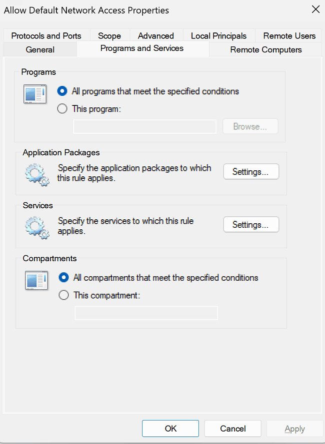 Block a program in Windows Firewall from a rule's Programs and Services tab