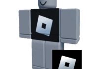 Blocky Roblox avatar wearing a classic T-shirt beside its square source image