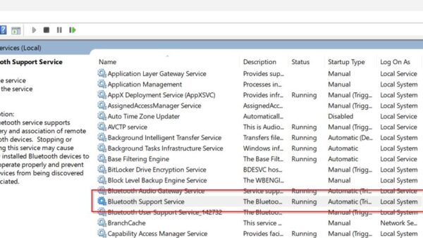 Bluetooth Support Service process explained