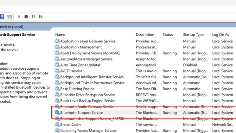 Bluetooth Support Service process explained