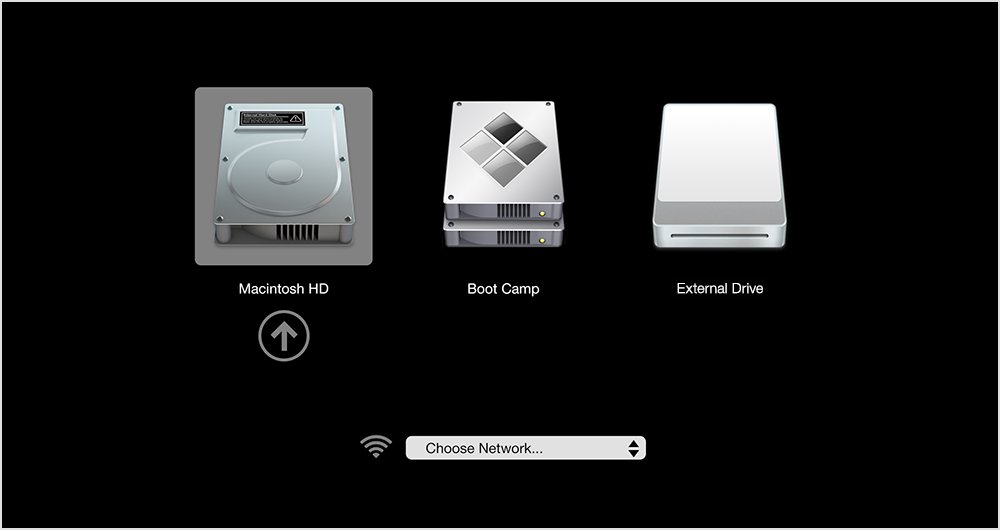 Boot Camp Windows 10 startup choice in the Mac Startup Manager