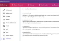 Brave Manifest V2 extensions page with an Enable uBlock Origin toggle