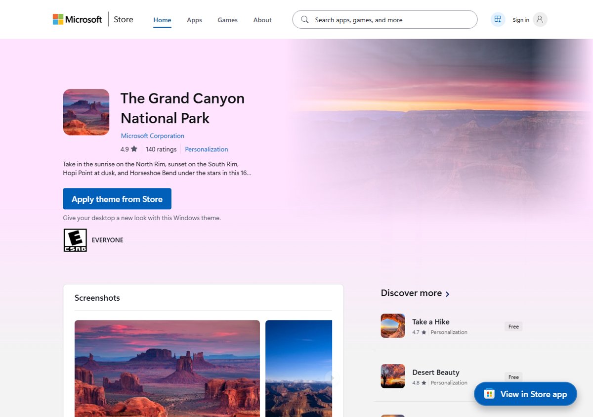 Bring Grand Canyon National Park to Windows 10 desktop with this theme