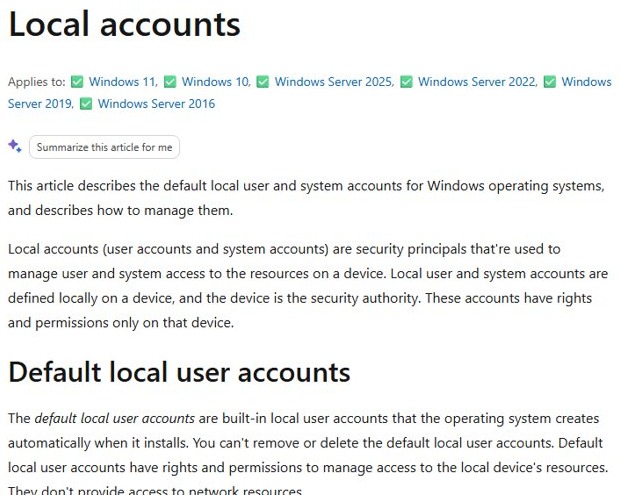 Built-in user accounts on Windows 11 explained as default local accounts