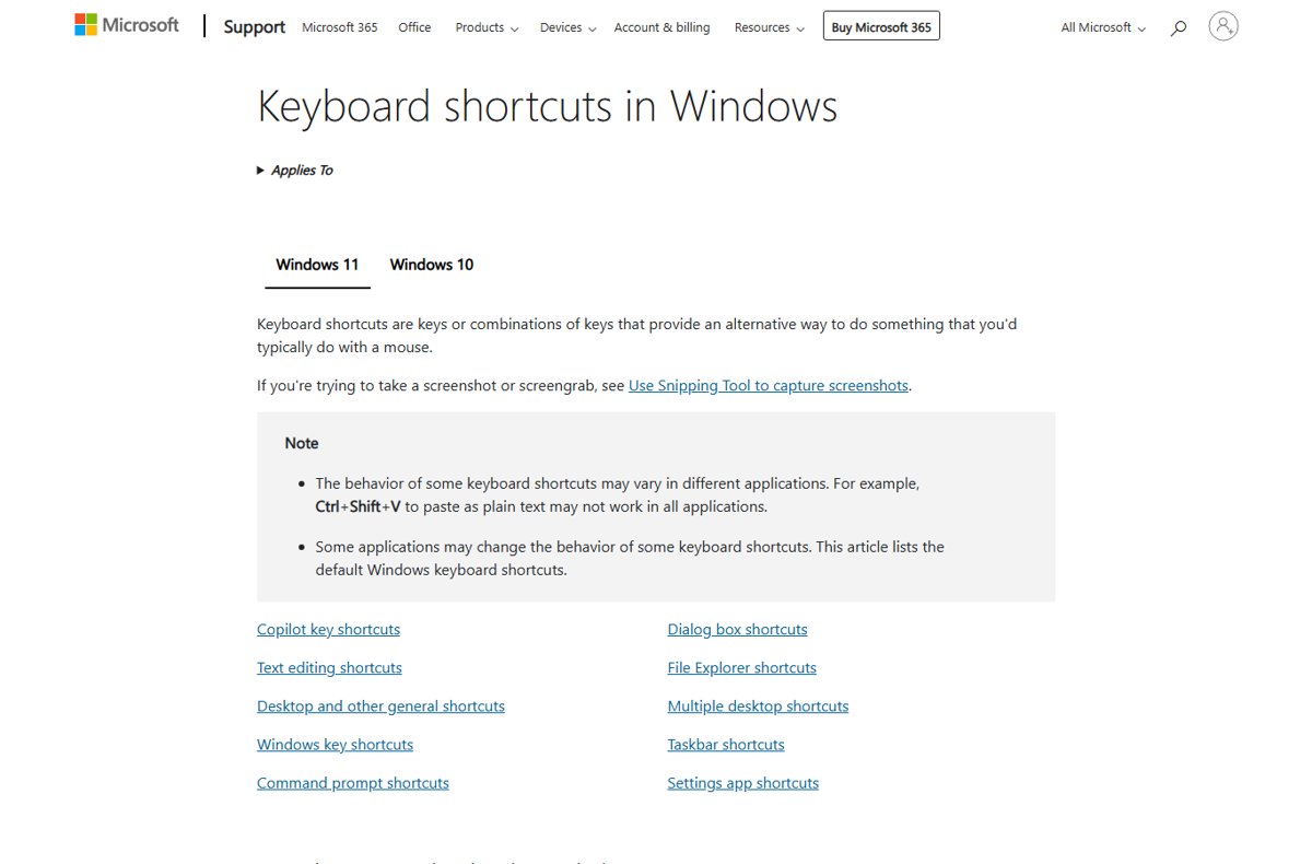 CTRL commands or keyboard shortcuts for Windows 11 computer