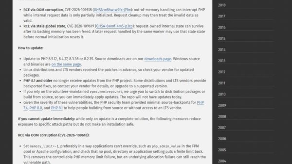 CVE-2026-109618 and CVE-2026-109619: PHP mitigations if you can’t update yet