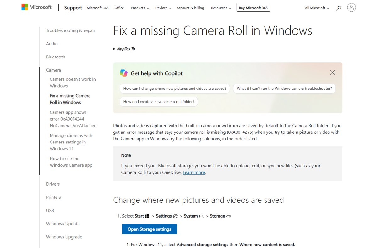 Camera Roll folder missing in Windows 11