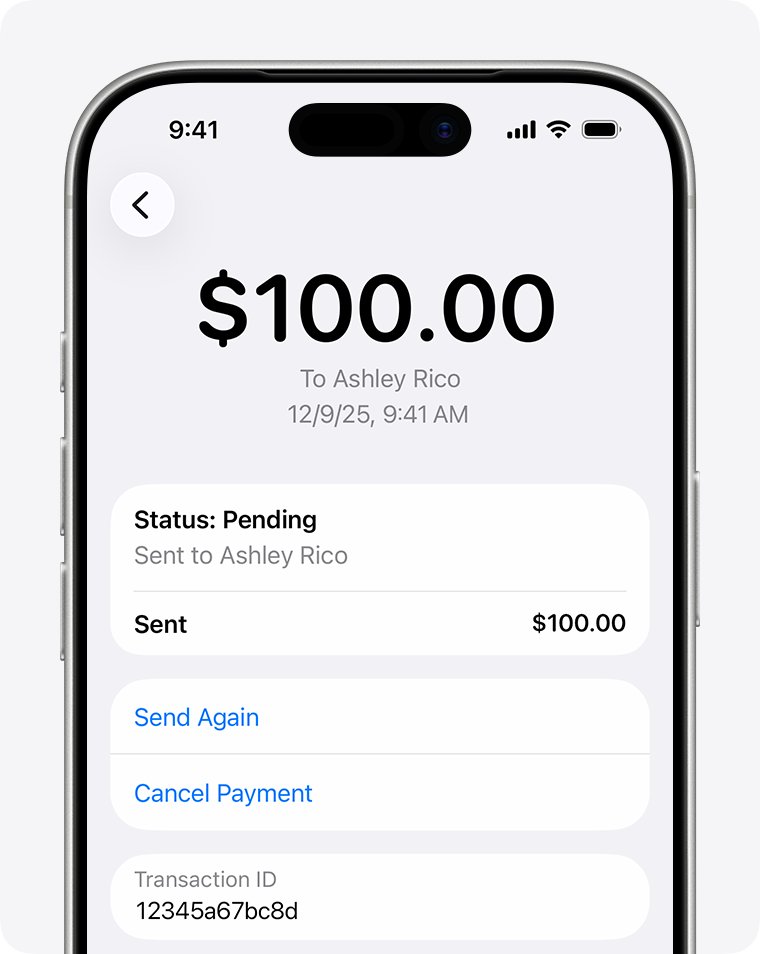 Cancel an Apple Cash payment from a pending transaction with Cancel Payment