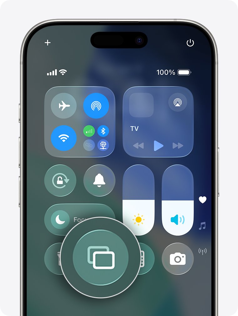 Cast iPhone to TV from Control Center Screen Mirroring button