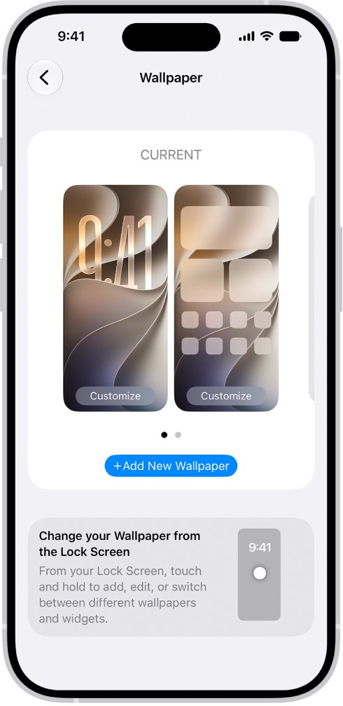 Change the background on iPhone from the Wallpaper settings page