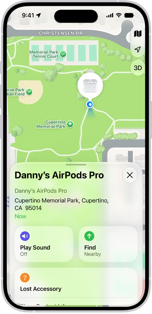 Check AirPods show up in Find My with location and Play Sound