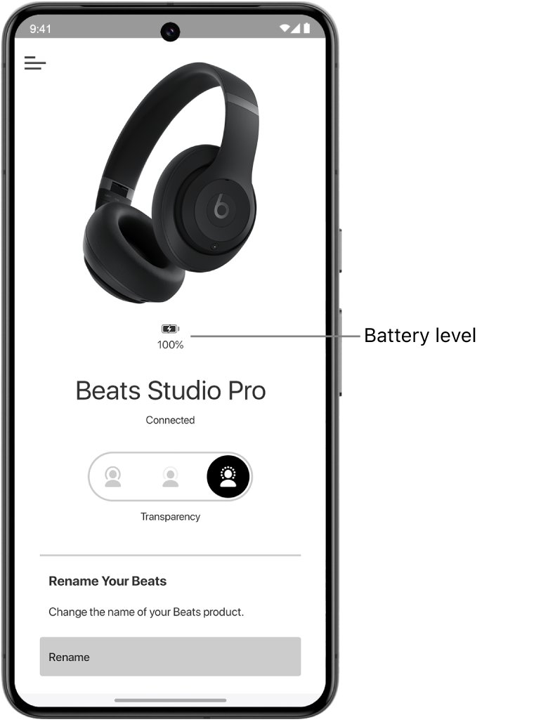 Check Beats headphones battery level in the Beats app on Android