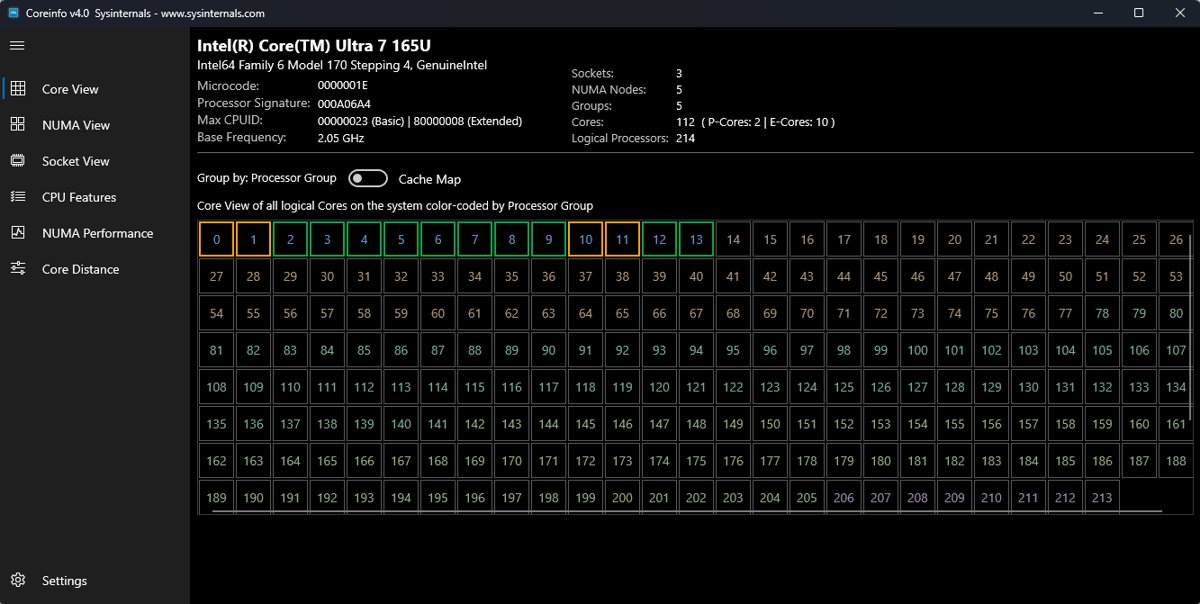 Check L1, L2 and L3 cache with Coreinfo using the Cache Map toggle