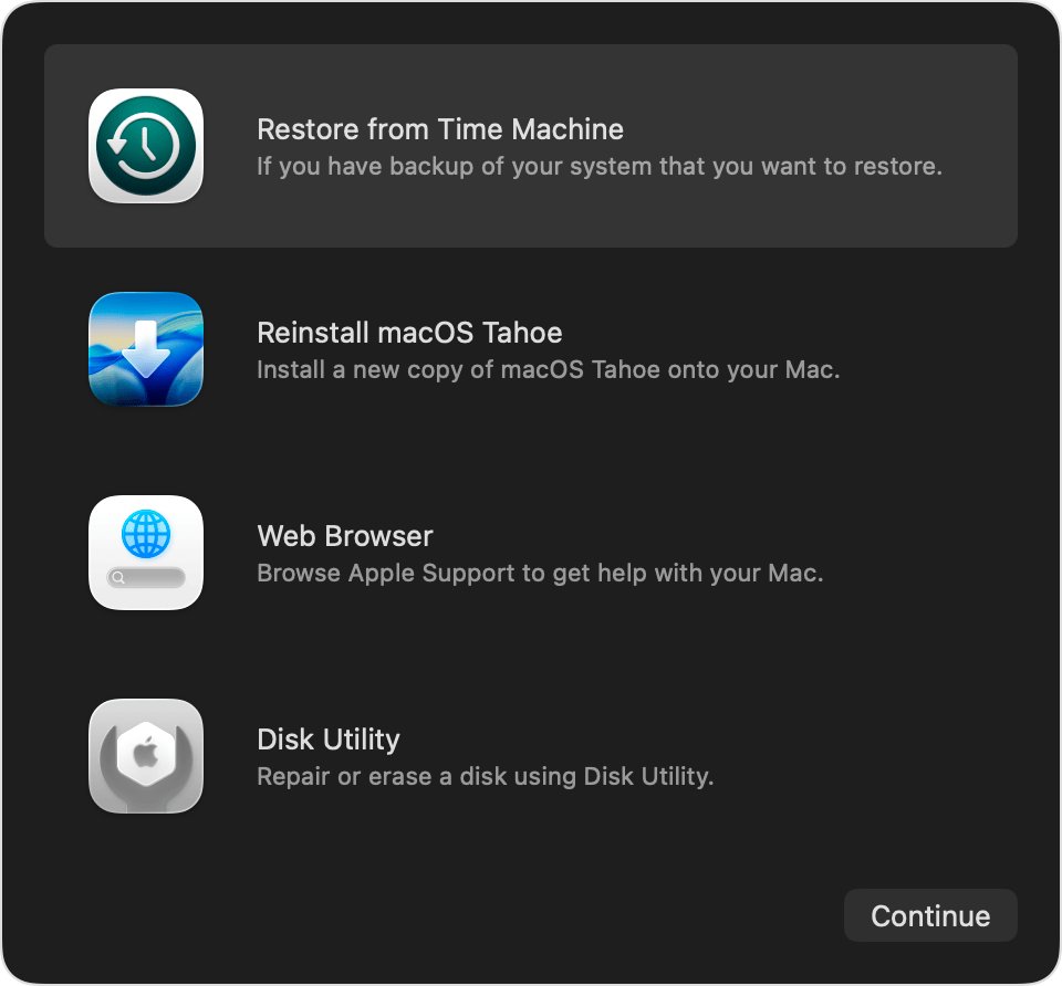 Check Mac is online in macOS Recovery using the Web Browser option