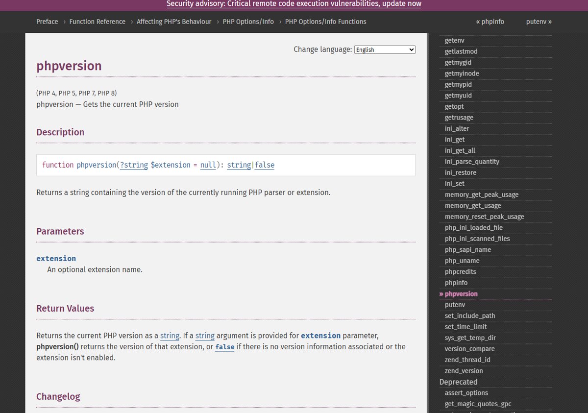 Check PHP version after the 8.3.36 update with the phpversion function