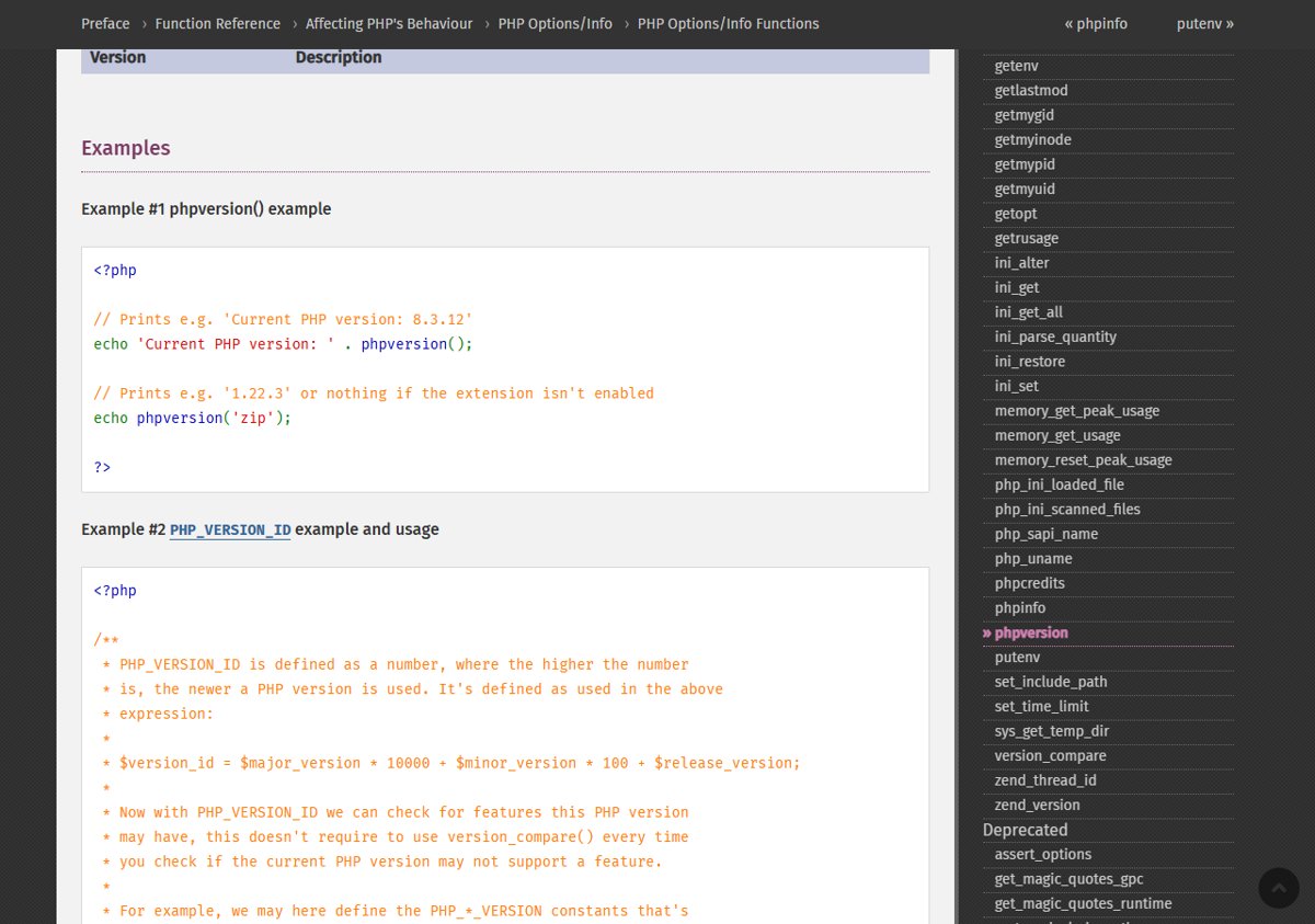 Check PHP version after the security update with phpversion()