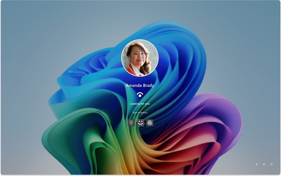 Check Windows 11 sign-in option on the sign-in screen: PIN, face, fingerprint icons