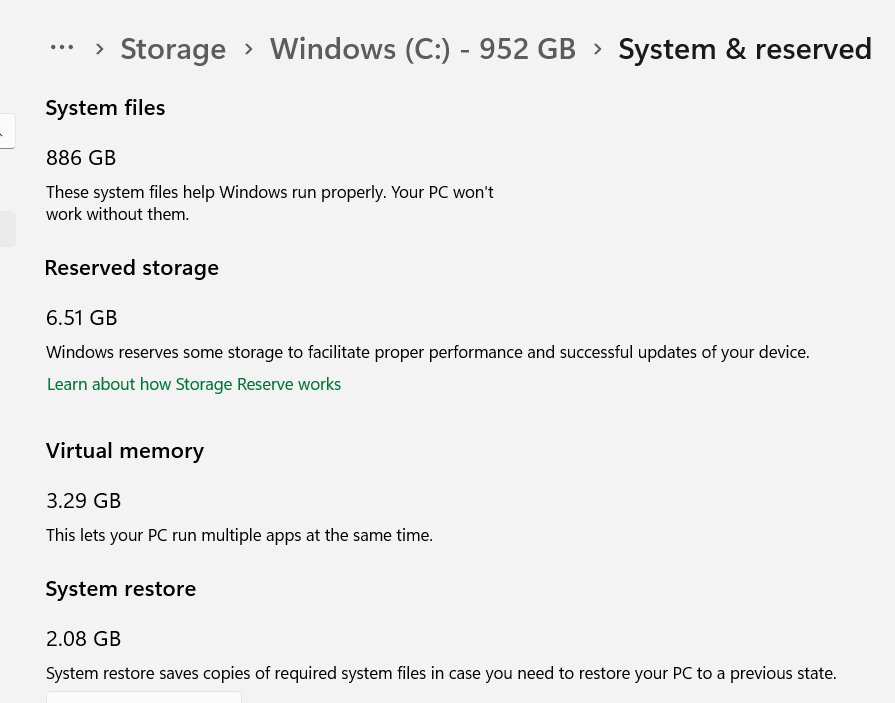 Check how much storage System & reserved uses in Windows 11 Settings