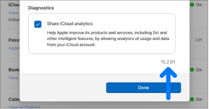 Check iCloud for Windows version under Account Details to fix sync pending