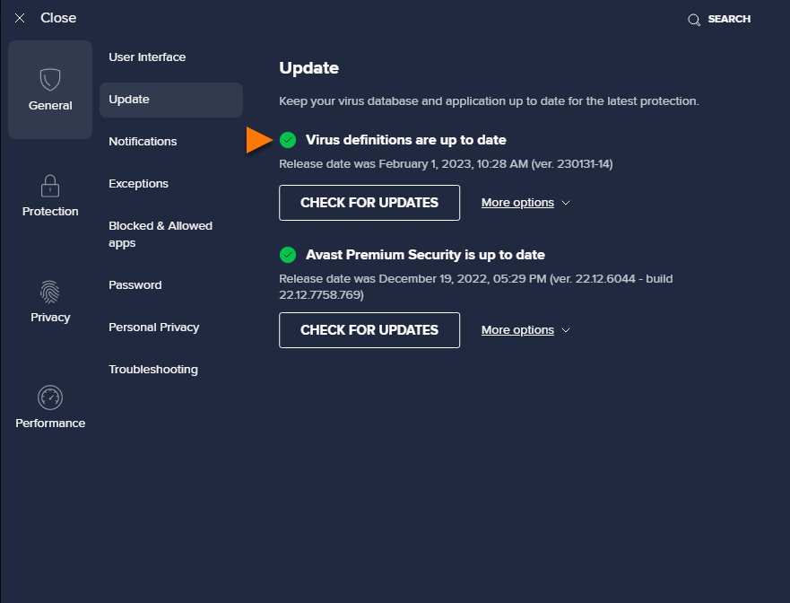 Check idp.generic is gone after Avast shows virus definitions are up to date