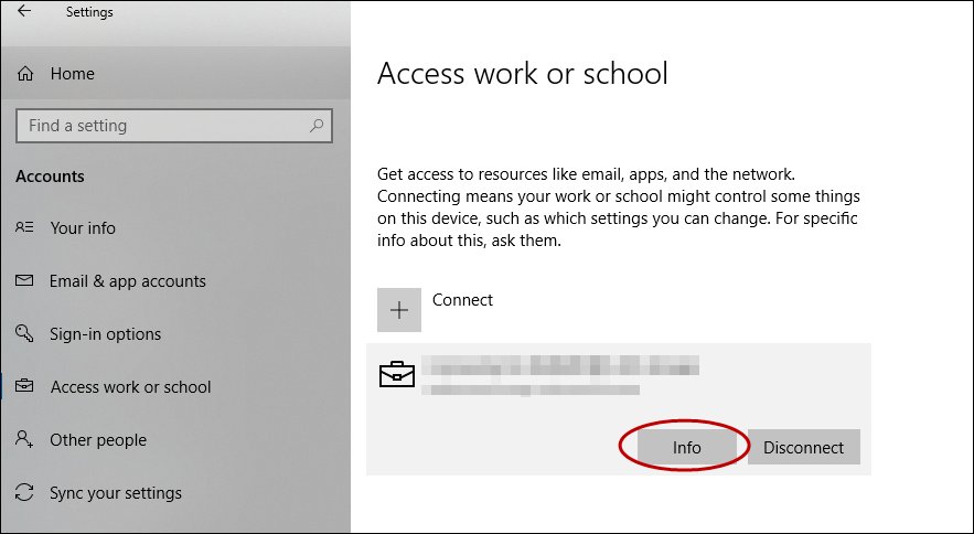 Check if a Windows PC is enrolled in MDM on Access work or school