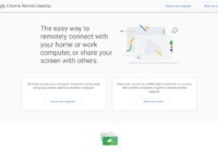 Chrome Remote Desktop homepage with Access my computer and Share my screen buttons