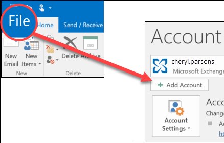 Classic Outlook File tab with Add Account under Account Information