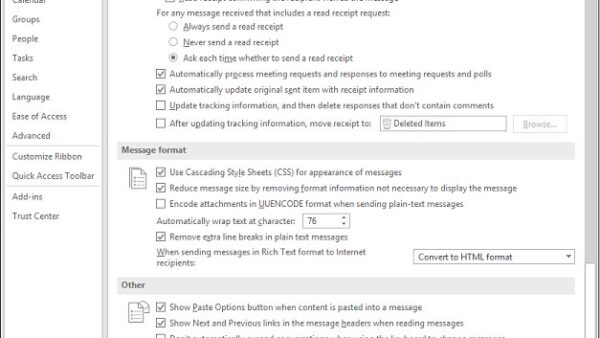 How to turn Outlook email read receipt on or off