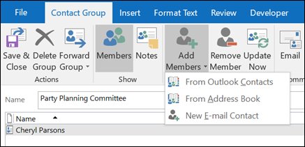 How to add members to a distribution list in Outlook