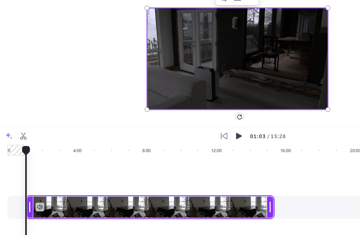 Clipchamp free video editor on Windows with a clip on the timeline
