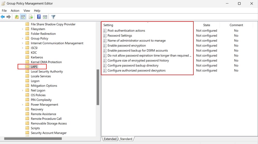 Configure Windows LAPS (Local Administrator Passwords Solution) in AD