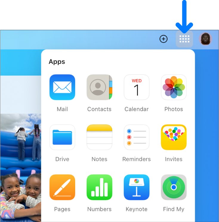 Confirm you are back into iCloud with the iCloud.com apps menu open