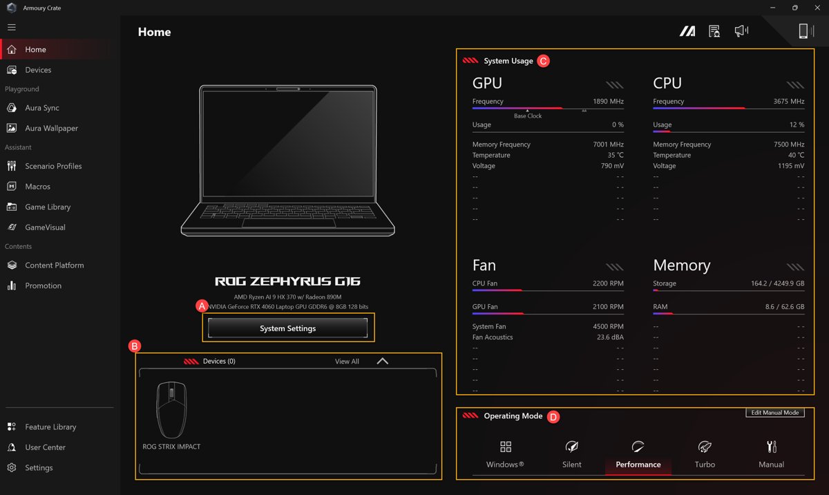Control fan speed on ASUS laptops with the Armoury Crate Operating Mode panel