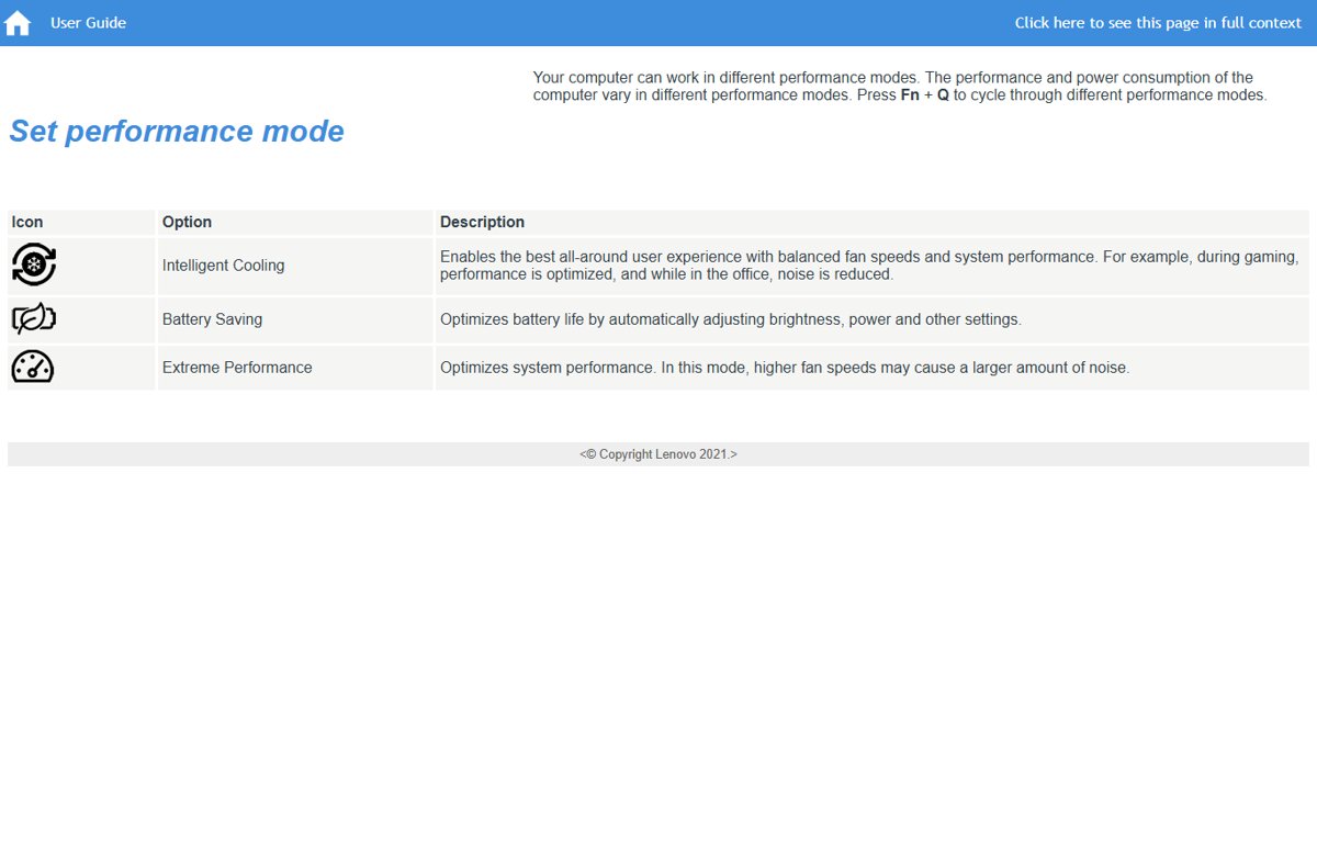 Control fan speed on a Lenovo laptop with Fn + Q performance modes