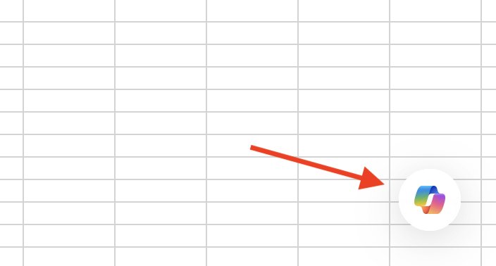 Copilot button in the lower-right corner of an Excel worksheet
