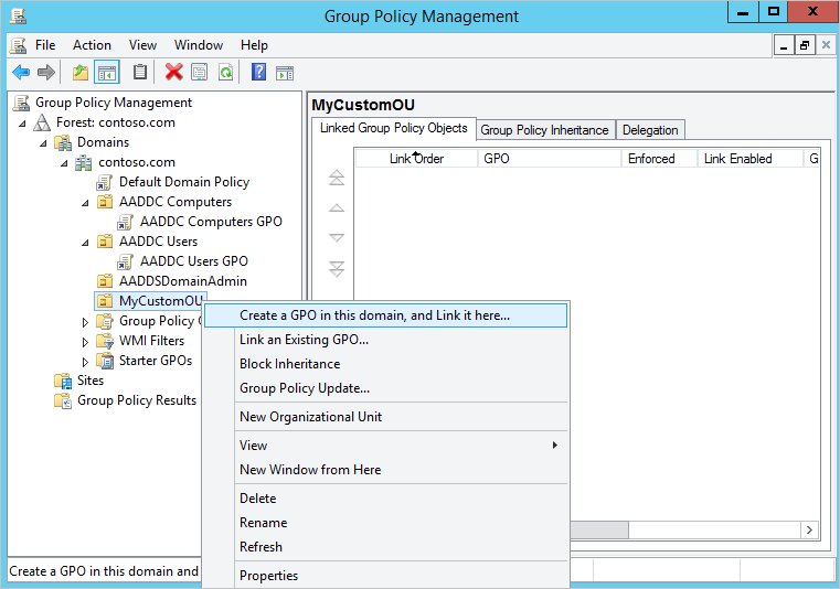 Create and link a GPO in Group Policy Management from an OU right-click menu