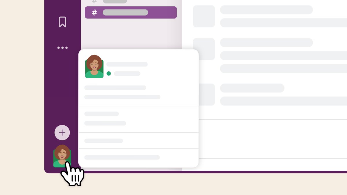 Cursor clicking the profile picture to open the Slack profile menu