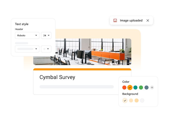 Customize Google Form theme with header image, text style and colour