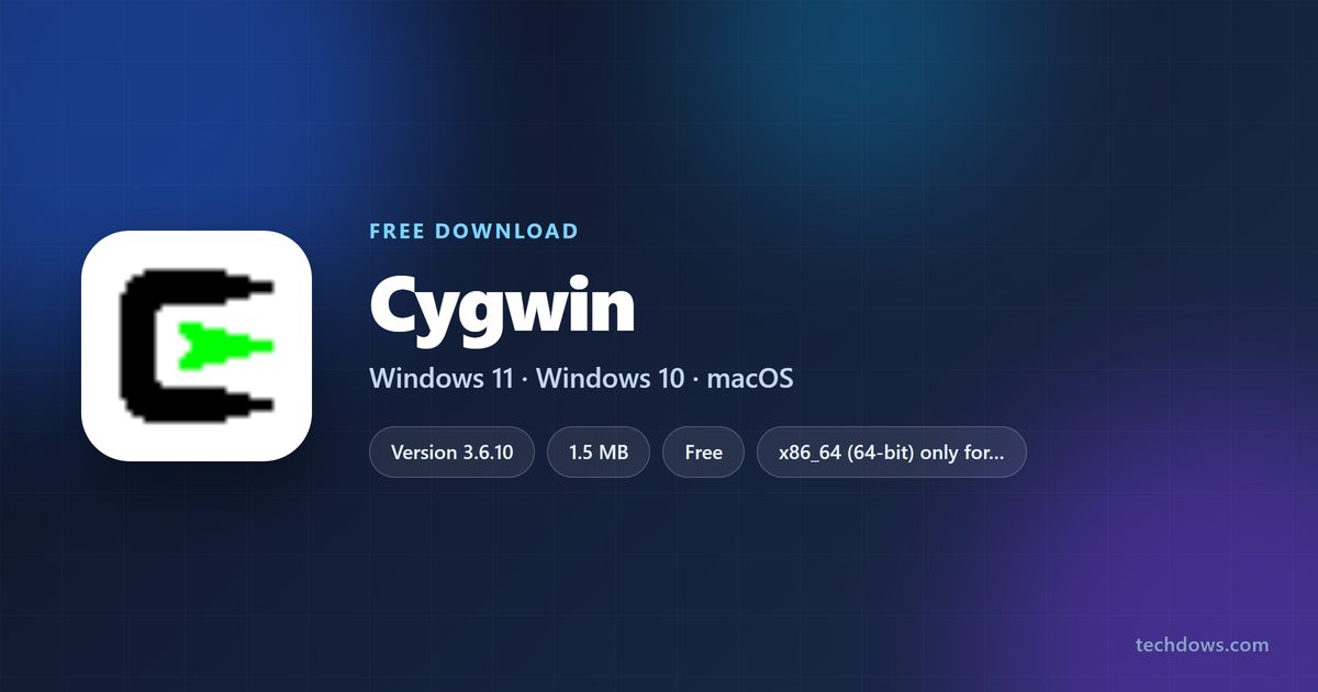 Cygwin installer size, supported Windows versions and license