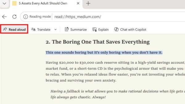 How to use Immersive Reader in Edge browser