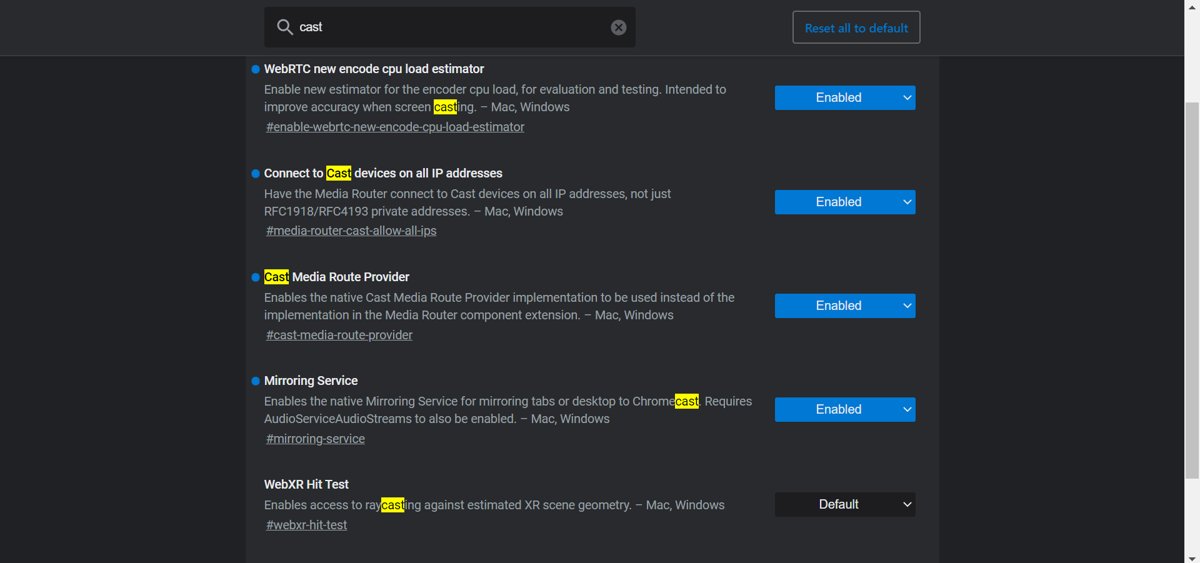 Edge cast not working: cast flags listed on the edge://flags page