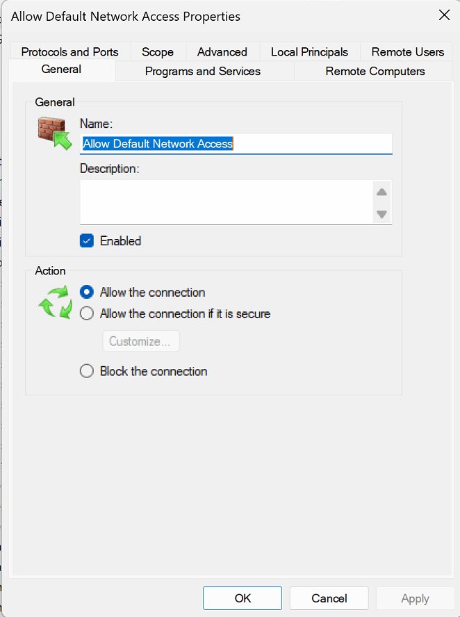 Edit or disable a Windows Firewall inbound rule from the General tab