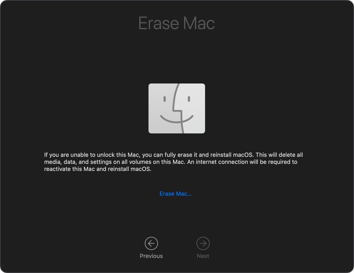 Erase a locked Mac from macOS Recovery with the Erase Mac screen