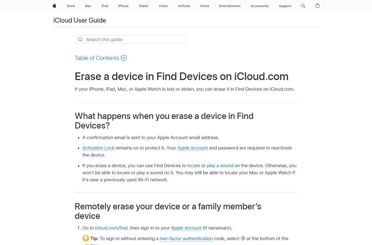 Erase a locked iPhone remotely in Find Devices on iCloud.com
