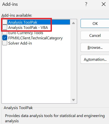 Excel Add-ins box with Analysis ToolPak listed at the top