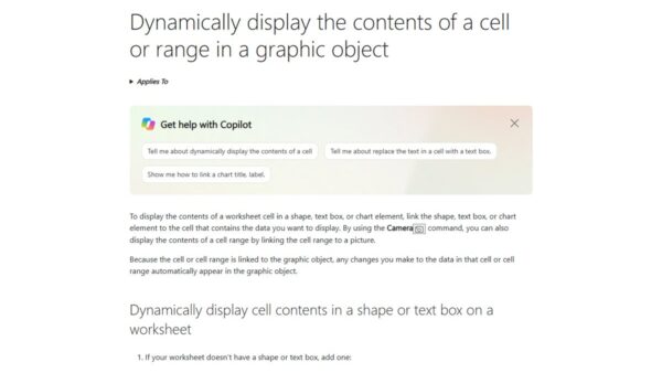 Excel camera tool – create images that automatically update